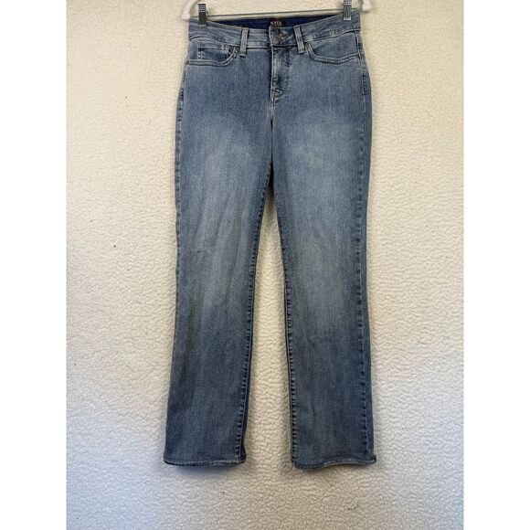NYDJ Jeans Womens 4 Blue Marilyn Straight Mid Rise Light Wash Lift Tuck‎ 30x28 - Picture 1 of 7